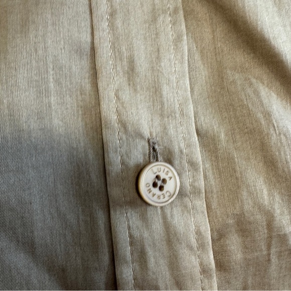 Luisa Cerano Tan Button Down Shirt Size 14 Utility Cotton Blouse Workwear - Picture 15 of 16